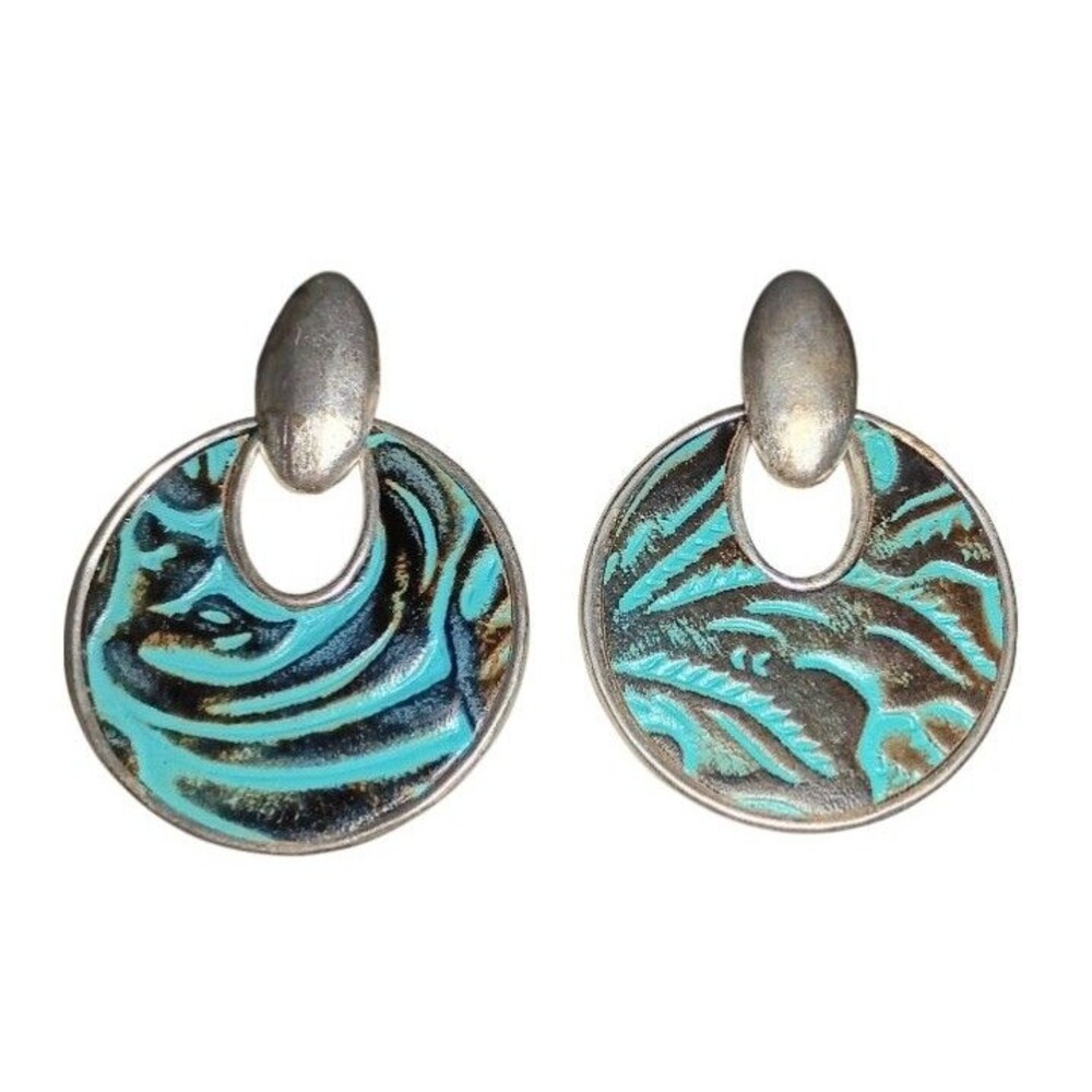 Patricia Nash Tooled Leather Doorknocker Earrings